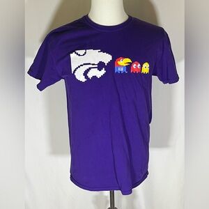 RARE Varneys Kansas State Wildcats Pac Man Eats Kansas Jayhawks T-Shirt